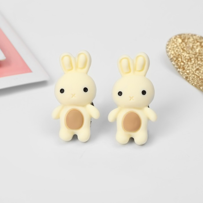 Клипсы детские «Выбражулька» зайка, цвет бежево-коричневый Клипсы детские «Выбражулька» зайка, цвет бежево-коричневый