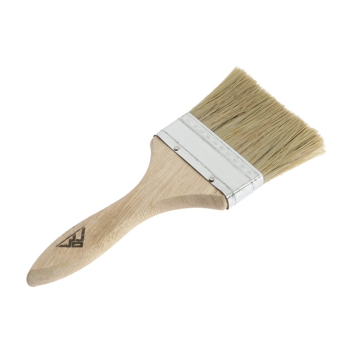 Кисть плоская ЛОМ, натуральная щетина, деревянная рукоятка, 3 Кисть плоская ЛОМ, натуральная щетина, деревянная рукоятка, 3", 75 мм