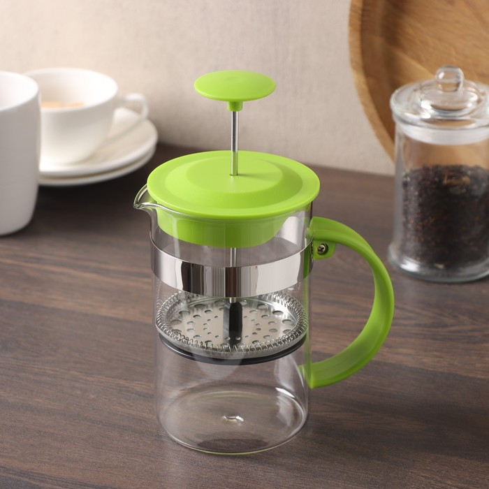 Чайник заварочный френч - пресс Доляна «Гарсон», 800 мл, стекло, цвет зелёный Чайник заварочный френч - пресс Доляна «Гарсон», 800 мл, стекло, цвет зелёный