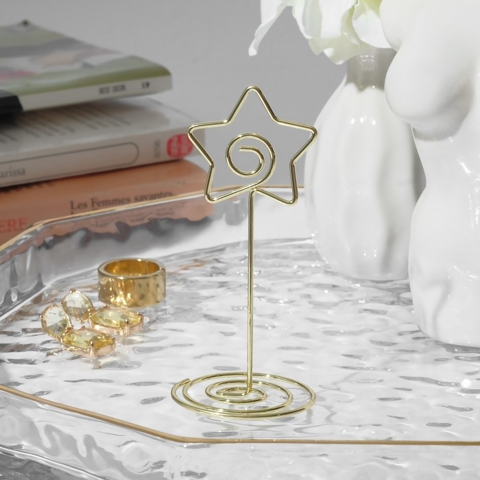 Ценникодержатель с зажимом «Звезда», 3,3×3,3×8,3 см, цвет золото