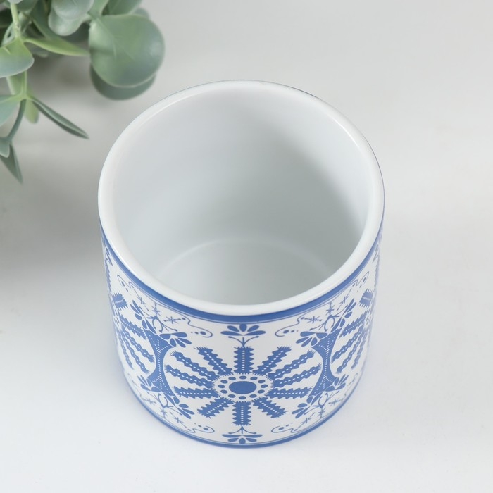 Вазон керамика Вазон керамика "Цветочная роспись" 200 мл 7,3х7,3х7,3 см