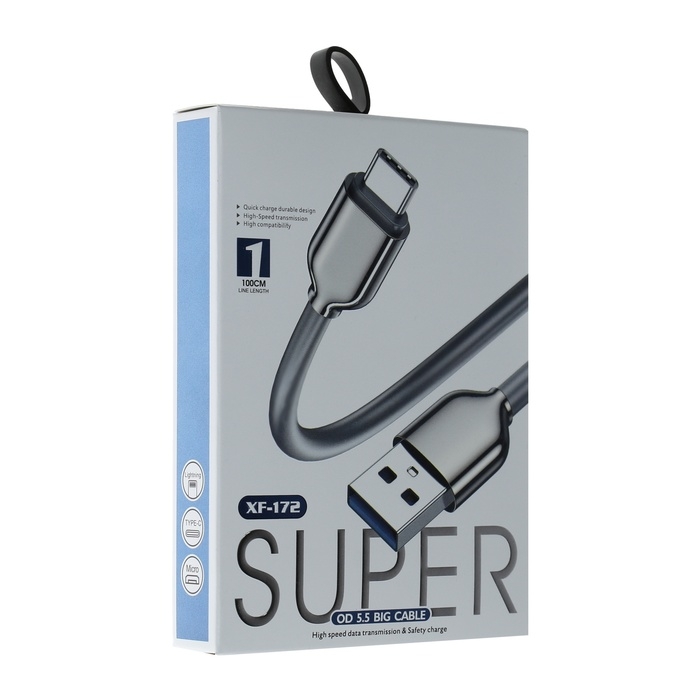 Кабель Lightning - USB, 6 A, оплётка PVC, 1 метр, чёрный