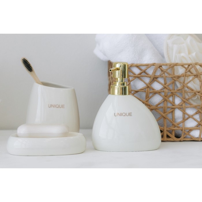 Набор аксессуаров для ванной комнаты SAVANNA Stone, 4 предмета (мыльница, дозатор для мыла, 2 стакана), цвет белый Набор аксессуаров для ванной комнаты SAVANNA Stone, 4 предмета (мыльница, дозатор для мыла, 2 стакана), цвет белый