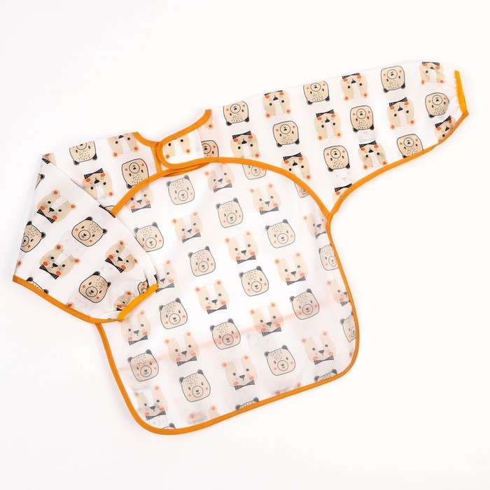 Нагрудник с рукавами и карманом «Мишка», рубашка, 0-2  года (рукав 34см, грудь 43*36см) Нагрудник с рукавами и карманом «Мишка», рубашка, 0-2  года (рукав 34см, грудь 43*36см)