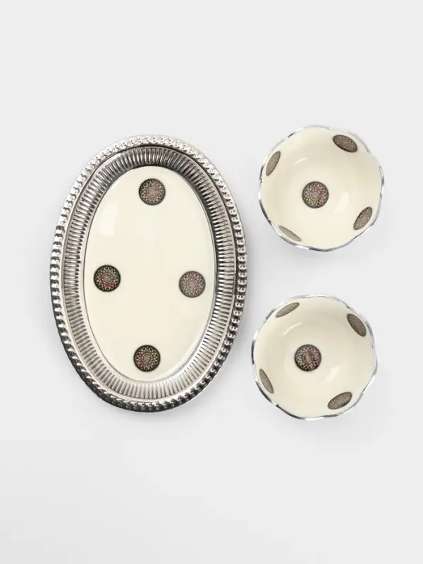 Менажница на подносе &laquo;Винтаж&raquo;, набор 2 шт., 10&times;10&times;5.5 см, алюминий