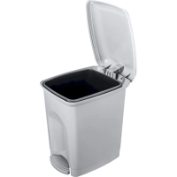 Ведро мусорное (контейнер) пластик 7л прям сер с пед и крышк 195х280х235мм