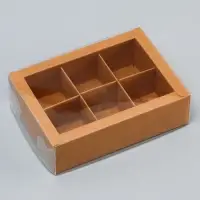 Коробка для 6 конфет, 13.7×9.85×3.85 см