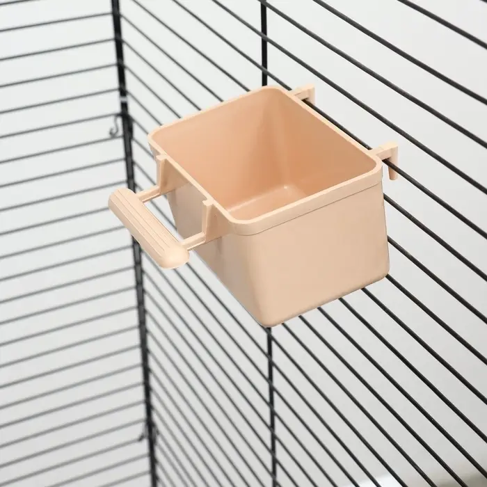 Кормушка для птиц, 8&times;5&times;4.5 см, большая, прямоугольная, в клетку, пластик, бежевая