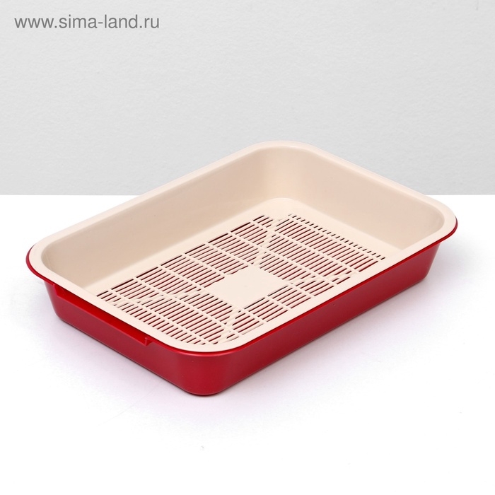 Туалет средний с сеткой 36 х 26 х 6,5 см, бежевый/красный Туалет средний с сеткой 36 х 26 х 6,5 см, бежевый/красный
