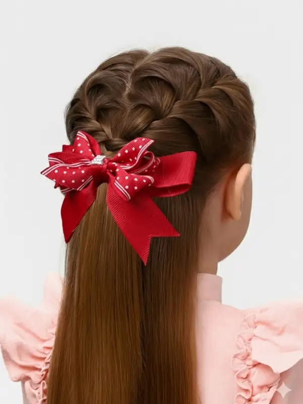 Бант для волос на резинке &laquo;Школьница&raquo;, звезда, 12 см, красный