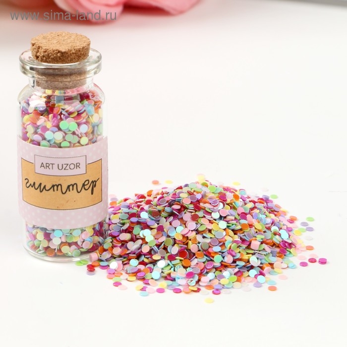 Глиттер в баночке Глиттер в баночке "Конфетти" МИКС р-р 2 мм 7 гр 5х2х2 см