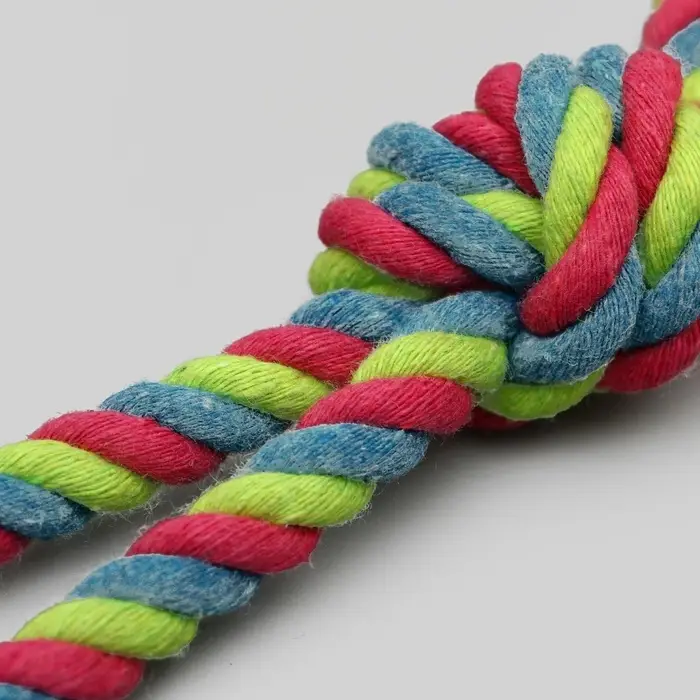 Игрушка для собак &laquo;Кость&raquo;, 14 см, резиновая, с ручкой из каната, до 37 см, цвет МИКС