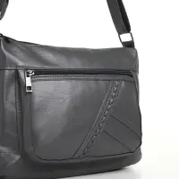 Сумка женская кросс-боди на молнии, 28&times;10&times;20 см, серая