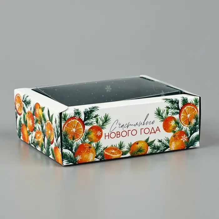 Коробка складная с пластиковой крышкой «Счастливого Нового года», 11.5 х 9 х 4 см Коробка складная с пластиковой крышкой «Счастливого Нового года», 11.5 х 9 х 4 см