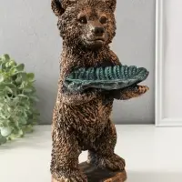 Копилка-подставка для мелочей "Мишка с листком" 34х18 см, бронза с серебром Копилка-подставка для мелочей "Мишка с листком" 34х18 см, бронза с серебром