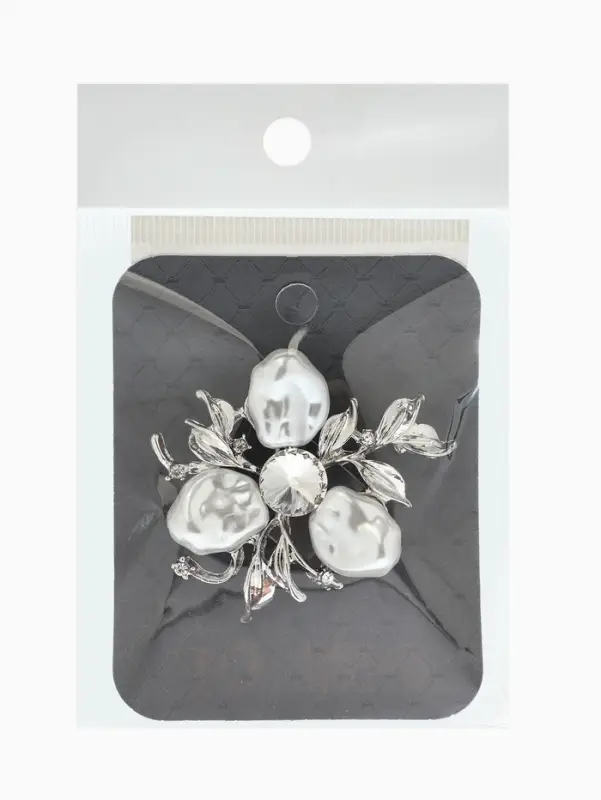 Брошь &laquo;Цветочек&raquo; роскошный, жемчуг, цвет белый в серебре