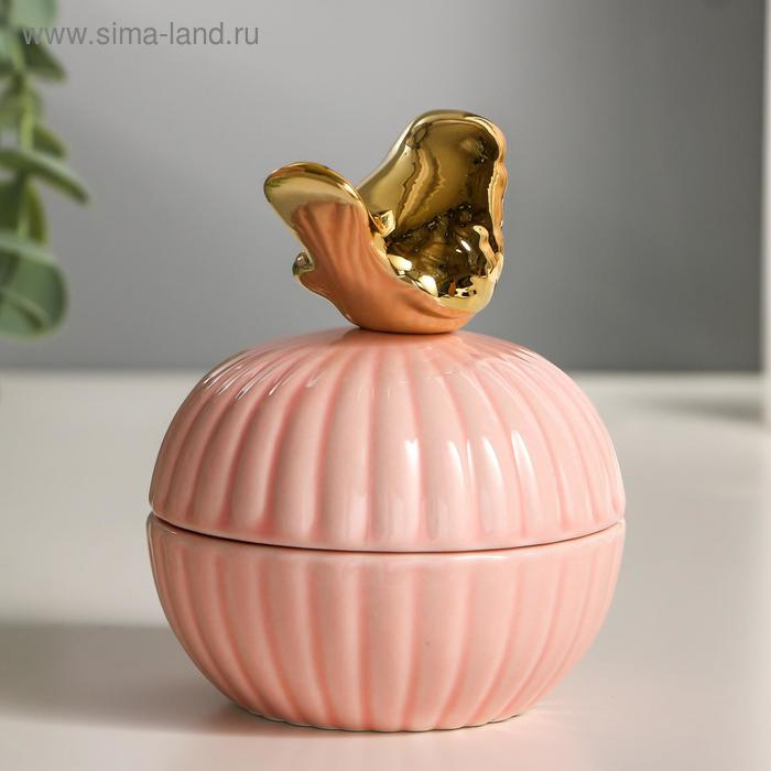 Шкатулка керамика Шкатулка керамика "Золотой воробушек" 10х8х8 см