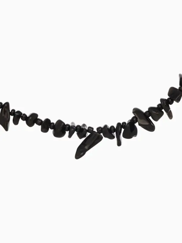 Ожерелье из камня, 45 см, чёрно-серое
