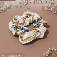 Резинка для волос QF &laquo;Орбита&raquo;, жатка звенья, 12 см, белая