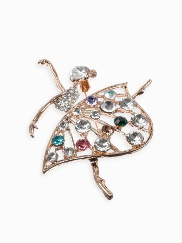 Брошь &laquo;Балерина&raquo;, в платье, цветная в золоте