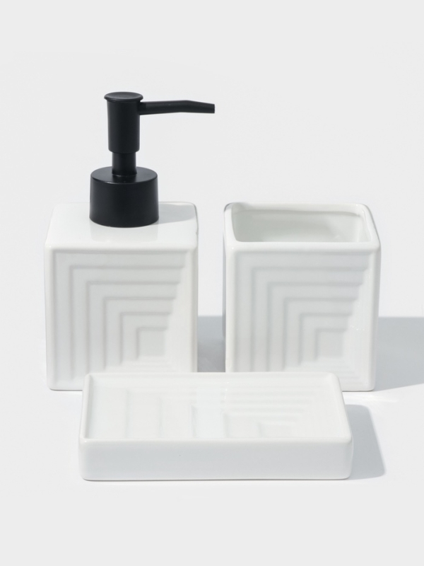 Набор для ванной SAVANNA, 3 предмета, дозатор для мыла, стакан, мыльница Набор для ванной SAVANNA, 3 предмета, дозатор для мыла, стакан, мыльница