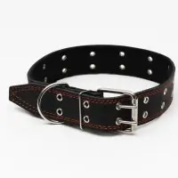Ошейник безразмерный, 83&times;4.5 см, ОШ 20-71 см, на синтепоне, кожа, чёрный