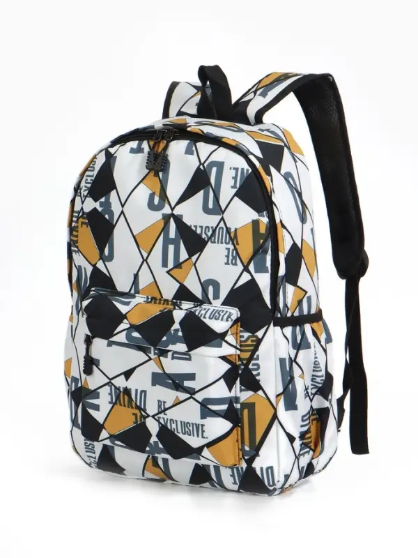 Рюкзак школьный на молнии, с карманами, с принтом, 30&times;13&times;42 см, жёлтый