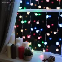 Гирлянда &laquo;Занавес&raquo; 2&times;1.5 м с насадками &laquo;Ёжики&raquo;, IP20, прозрачная нить, 360 LED, свечение мульти, 8 режимов, 220 В