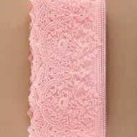 Кружево на сетке, 145 мм, 11&plusmn;1 м, нежно-розовое