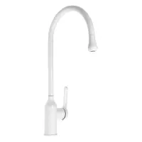 Смеситель для кухни ZEIN Z3744, &laquo;капелька&raquo;, однорычажный, высота излива 26 см, белый