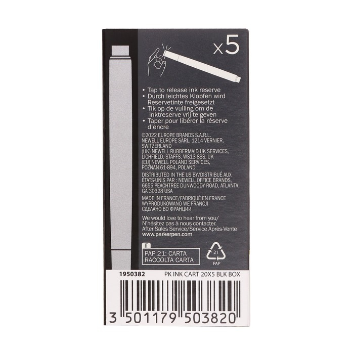 Набор картриджей для перьевой ручки Parker Z11, 5 штук, чёрные чернила Набор картриджей для перьевой ручки Parker Z11, 5 штук, чёрные чернила