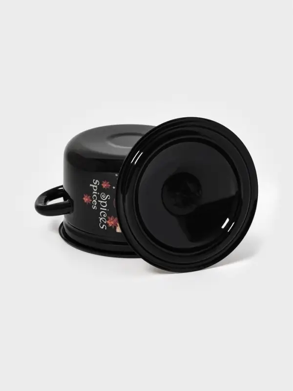 Кастрюля эмалированная &laquo;Карри&raquo;, 2 л, d=17 см, с крышкой, чёрная