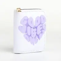 Кошелёк маленький Good vibes на молнии, белый