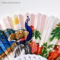 Веер складной &laquo;Павлин и цветы&raquo;, изгиб, 23 см, МИКС