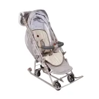 Санки - коляска «Наши детки 6», чехол для ног, муфта, сумка, бежевый