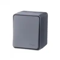 AtlasDesign Profi54 переключатель одноклавишный IP54 10 АХ, АНТРАЦИТ, Россия