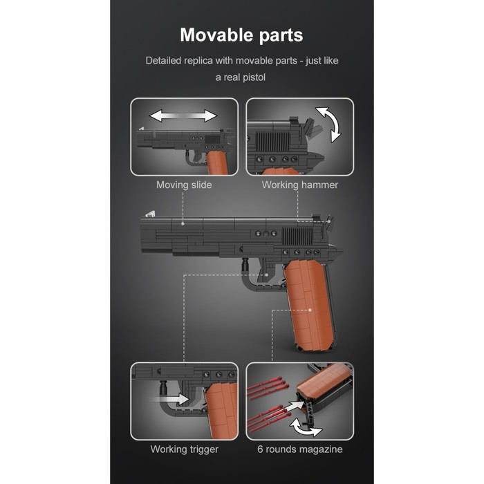 Конструктор Оружие Техно «Пистолет», 332 детали, 6 пуль, стреляет Конструктор Оружие Техно «Пистолет», 332 детали, 6 пуль, стреляет
