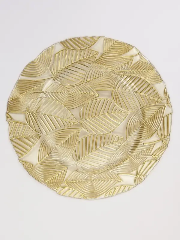 Тарелка Magistro подстановочная &laquo;Золотой лист&raquo;, d=33 см, стекло, золотистая, прозрачная