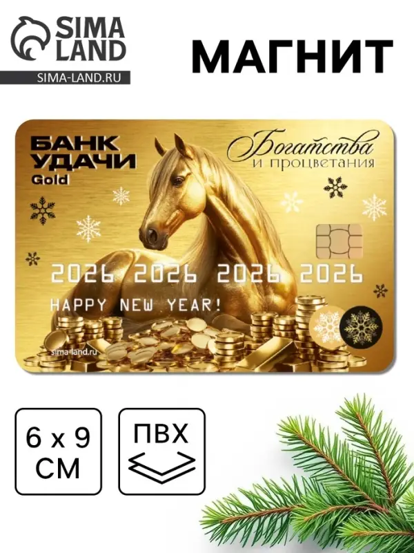 Магнит новогодний на холодильник «Золотая карта»