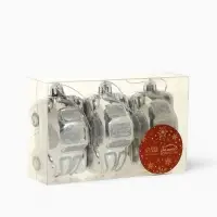 Ёлочные игрушки 3 шт., &laquo;Зимнее волшебство, Автолегенда&raquo; пластик, 7.5&times;4 см, серебро