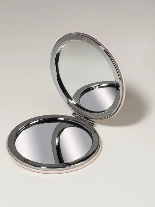 Зеркало складное CUTIE, d=7 см, с увеличением х2, искусственная кожа, бежевое