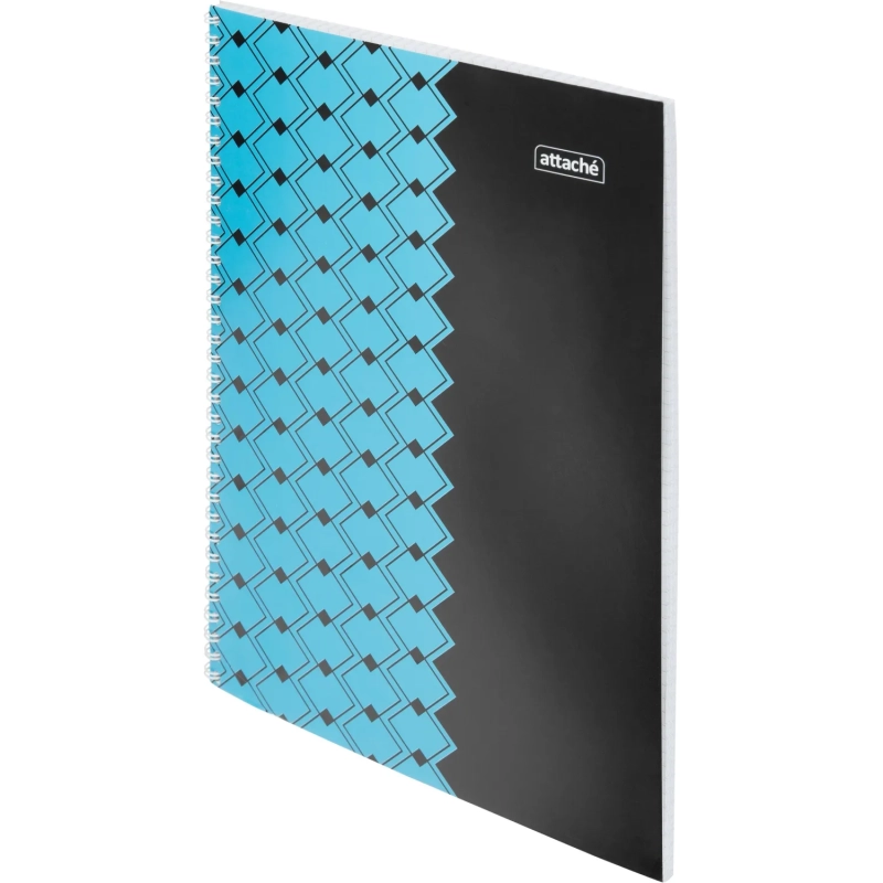 Бизнес-тетрадь А4 60л Attache Персия Голуб/Черн клет, 65г, греб, ВД-лак