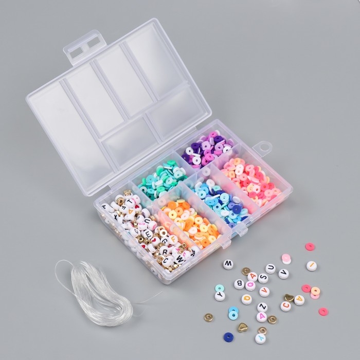 Бусины в шкатулке Бусины в шкатулке "Разноцветные" нить 0,8 мм 5 м 12х8,4х2,2 см