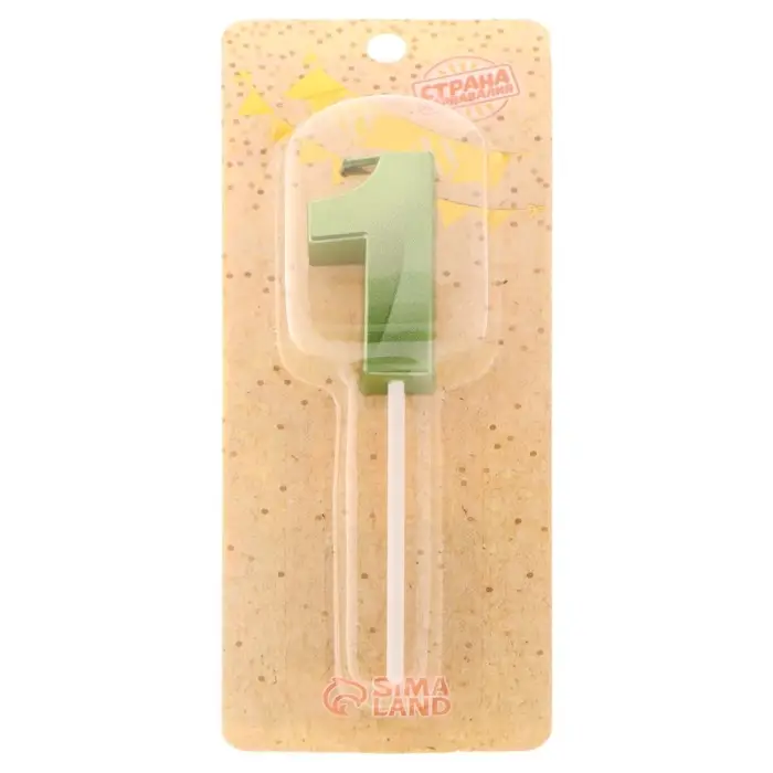 Свеча в торт на шпажке «Цифра 1», зеленая, 5 см Свеча в торт на шпажке «Цифра 1», зеленая, 5 см