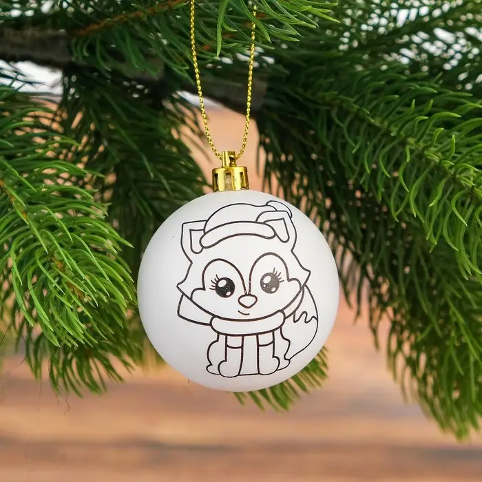 Ёлочные шары под раскраску на новый год «Лисичка», d=5.5 см, набор для творчества Ёлочные шары под раскраску на новый год «Лисичка», d=5.5 см, набор для творчества