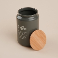 Банка для кофе SL Home, 9,5×14 см, цвет серый, с бамбуковой крышкой