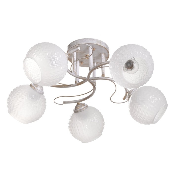 Люстра Люстра "Амелия" 5х60вт Е27 бело золотой 46х46х22см