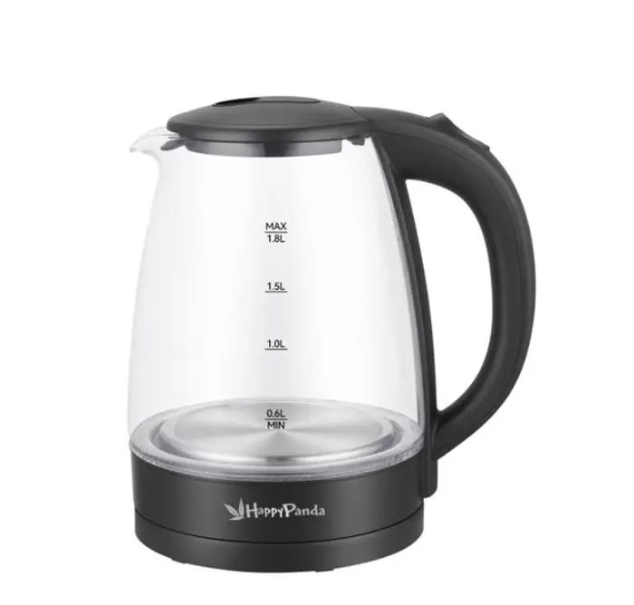 Чайник электрический Happy panda HP-2701BK, стекло, 1.8 л, 1800 Вт, чёрный Чайник электрический Happy panda HP-2701BK, стекло, 1.8 л, 1800 Вт, чёрный