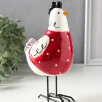 Сувенир керамика "Курочка красная в белый горошек" 9,7х8,2х17,4 см