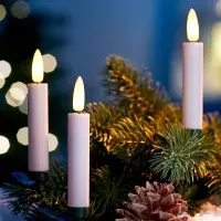 Светодиодные «Свечи на прищепках» 10 см, набор 10 шт, 10 LED, от батареек АААх10, пульт, свечение тёплое белое
